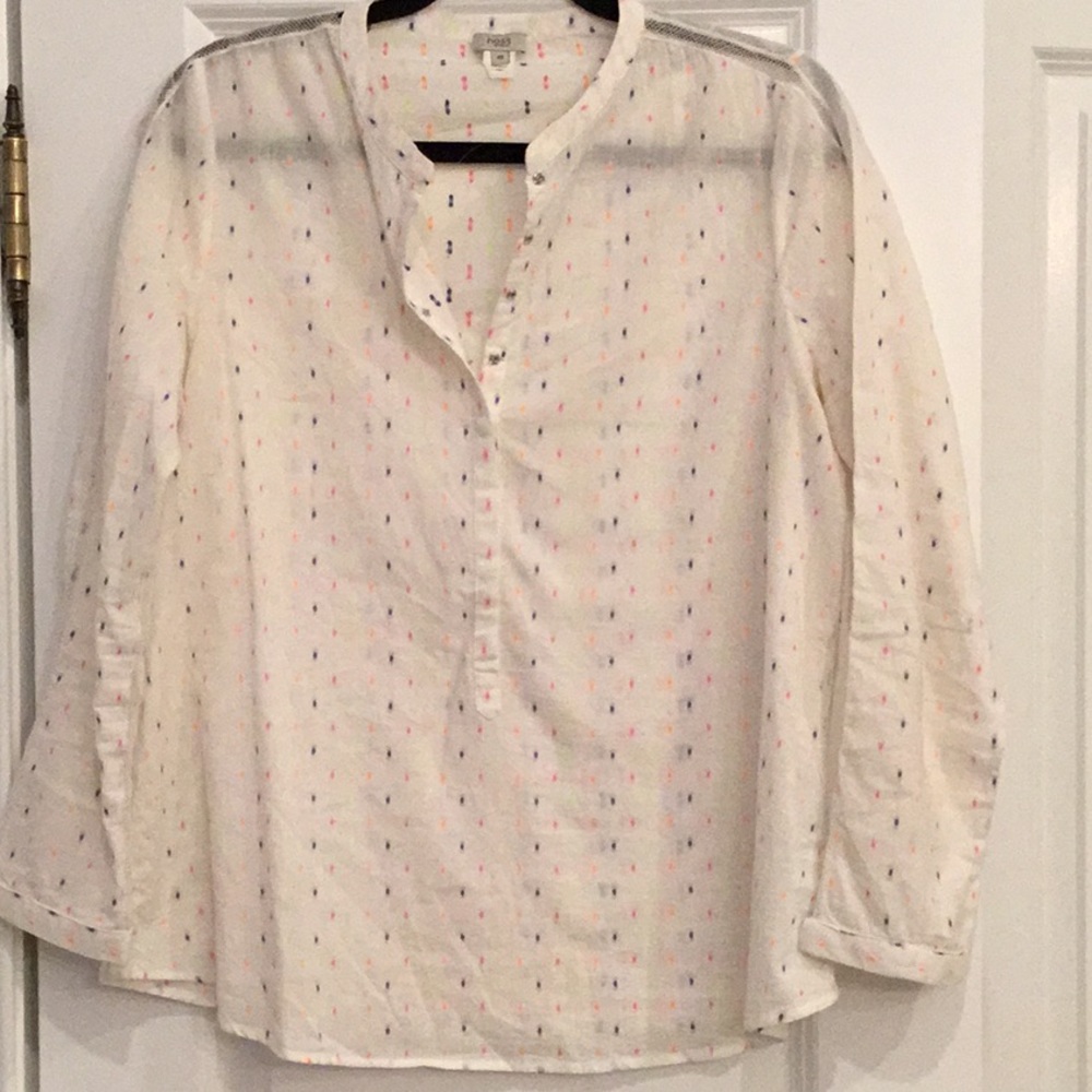 HOSS multi colored dot blouse with sheer detail